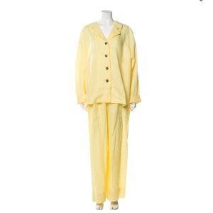 Sleeper Unisex Lemon Linen Button Front Shirt and Pants Two Piece Set Size 1